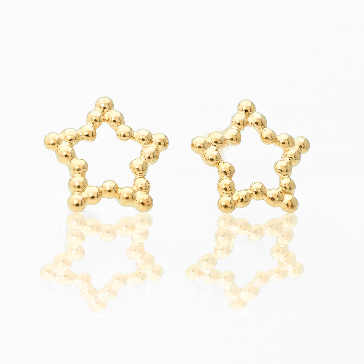 Broquel Arete Estrella Silueta de Bolitas Oro 10k con Bolita