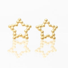 Broquel Arete Estrella Silueta de Bolitas Oro 10k con Bolita