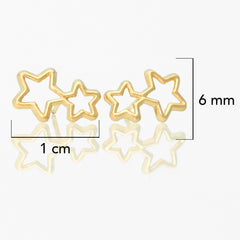 Broquel Arete Estrella Doble Silueta Lisa Oro 10k con Bolita