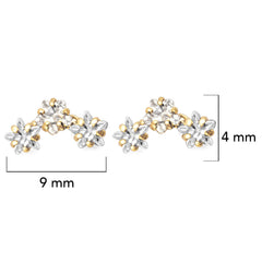 Broquel Arete 3 Estrellas con Circonias Blancas Oro 10k con Bolita