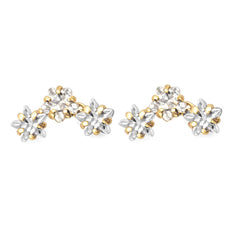 Broquel Arete 3 Estrellas con Circonias Blancas Oro 10k con Bolita