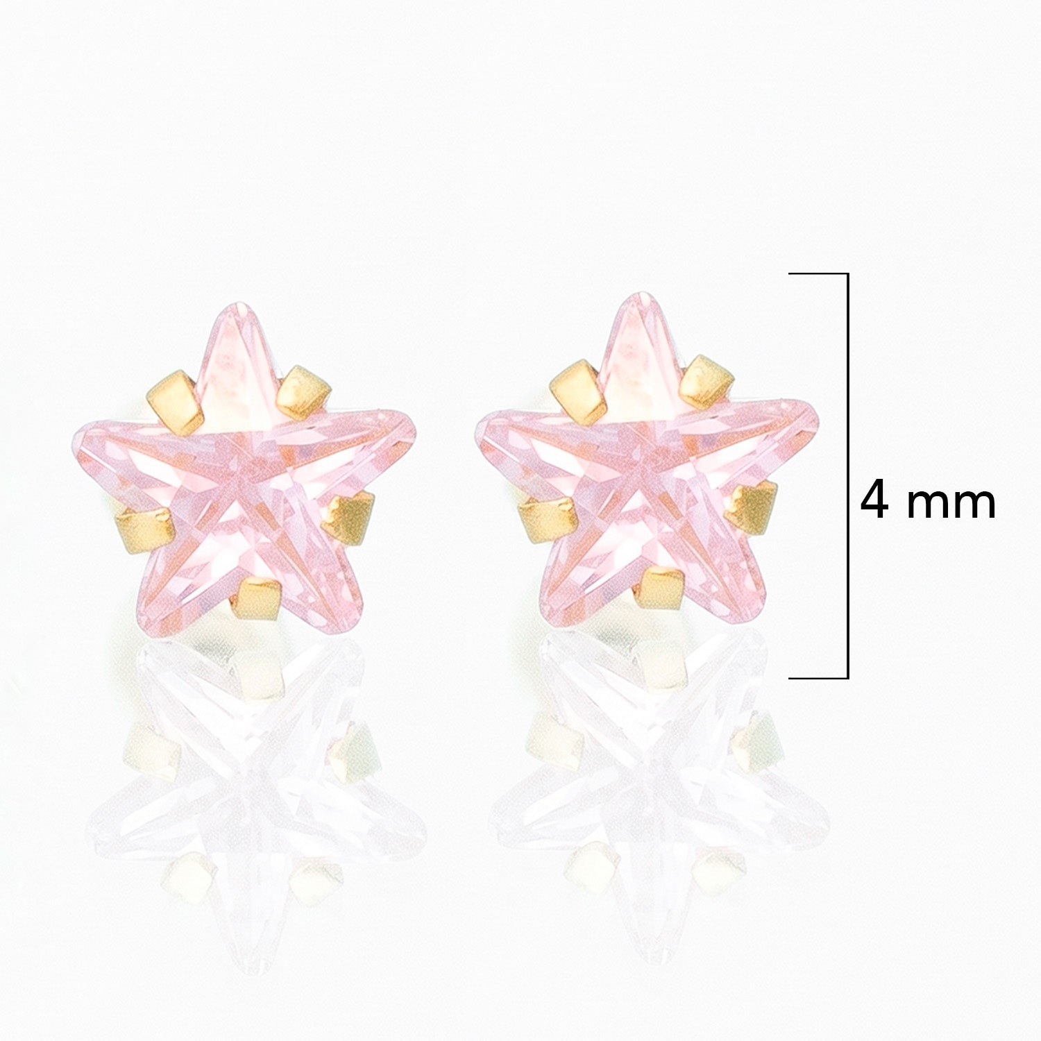 Broquel Arete Estrella Circonia Rosa 10k con Bolita