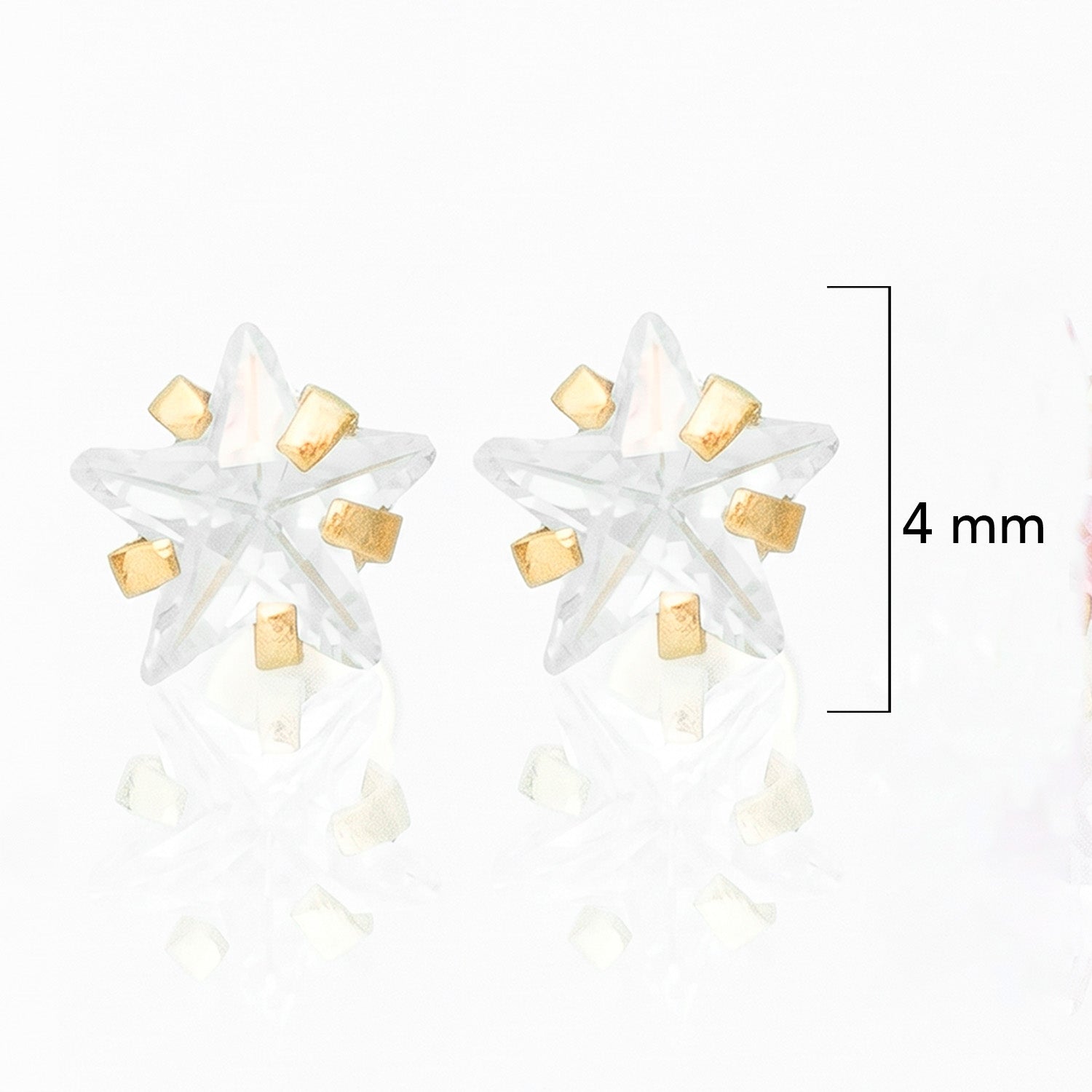 Broquel Arete Estrella Circonia Blanca 10k con Bolita