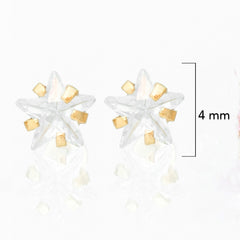 Broquel Arete Estrella Circonia Blanca 10k con Bolita
