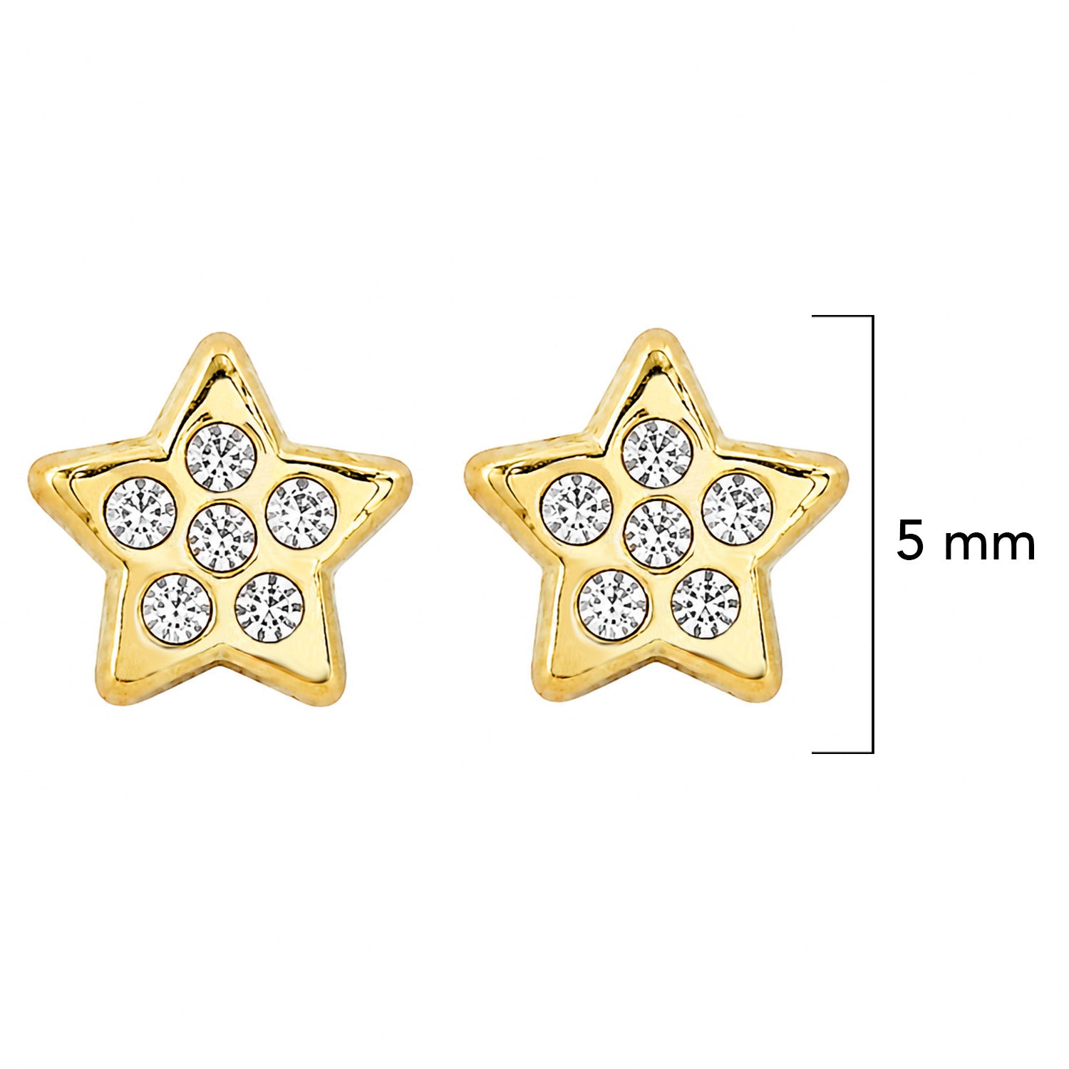 Broquel Arete Estrella con Circonias 10k con Bolita