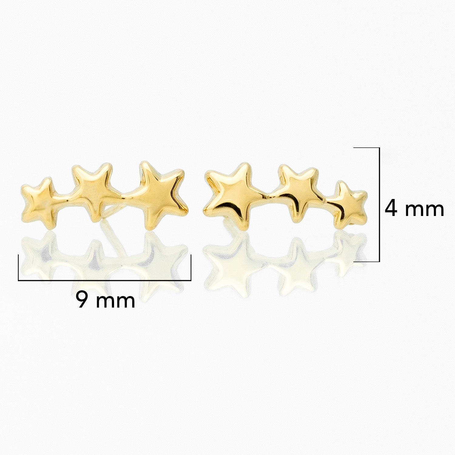 Broquel Arete 3 Estrellas en Disminución con Bolita
