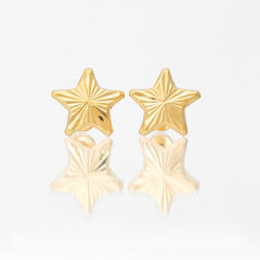 Broquel Arete Estrella Diamantada Chico Oro 10k con Bolita