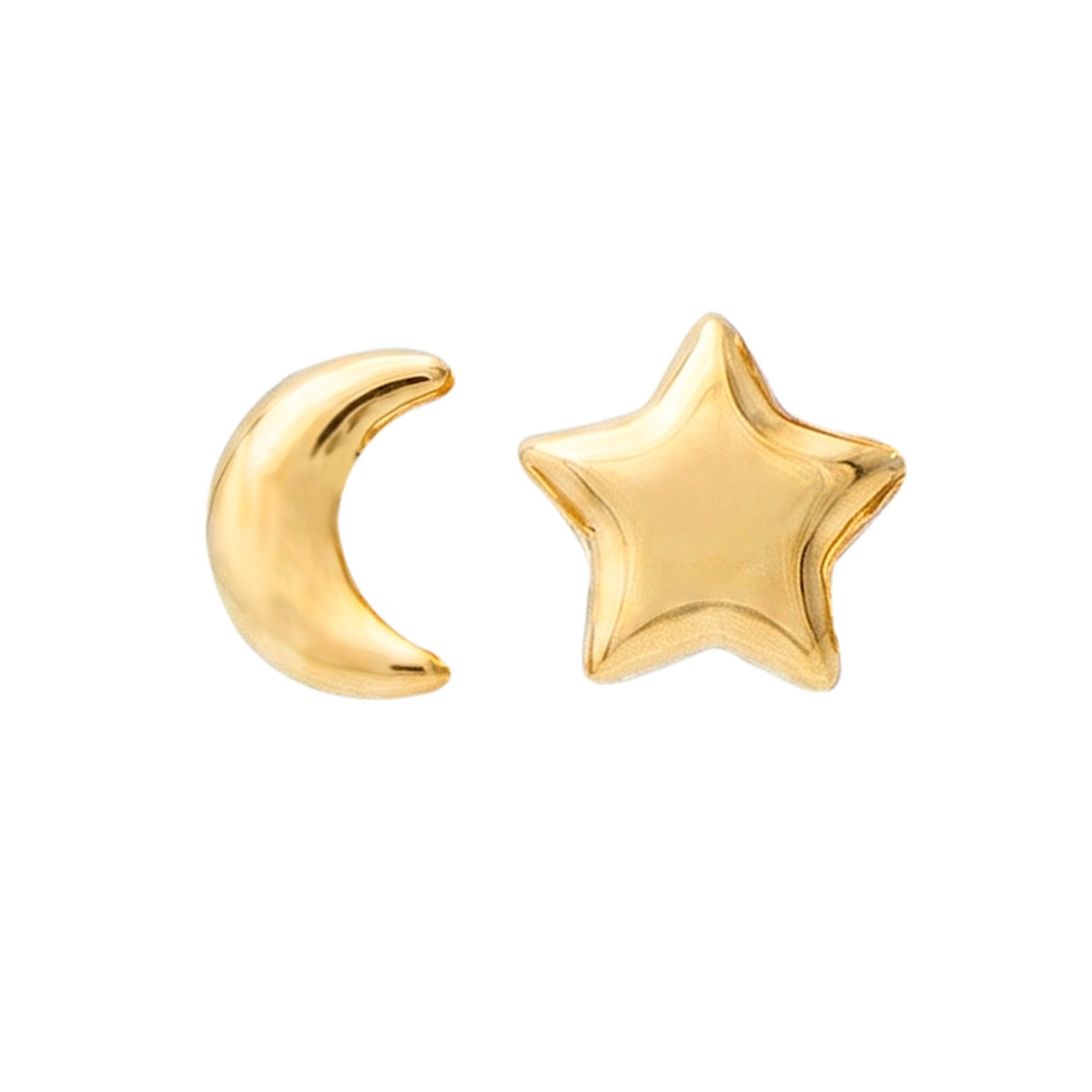 Broquel Arete Estrella y Luna Oro 10k con Bolita