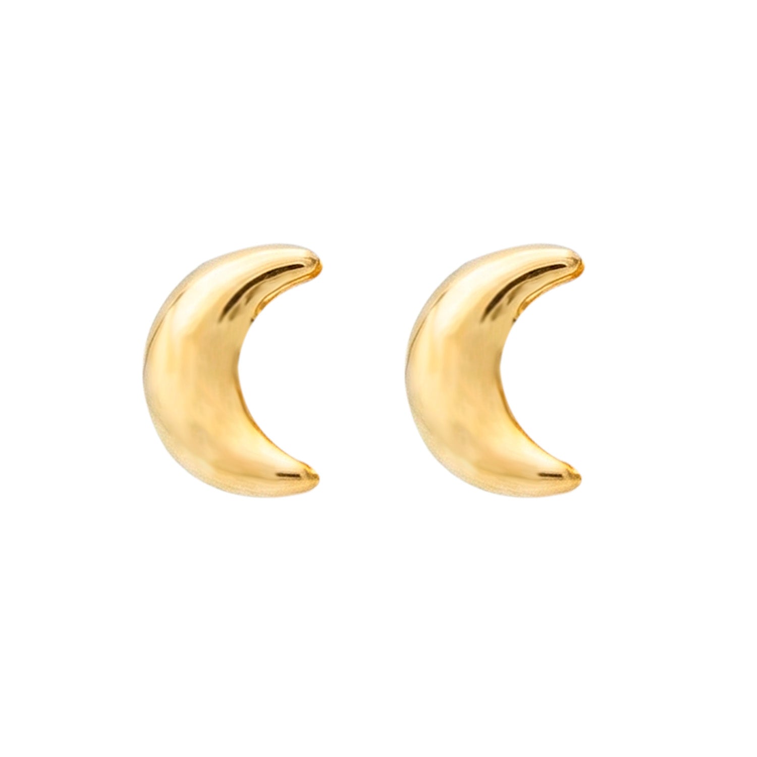 Broquel Arete Luna Lisa Chica Oro 10k con Bolita