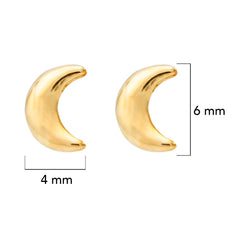 Broquel Arete Luna Lisa Mediana Oro 10k con Bolita