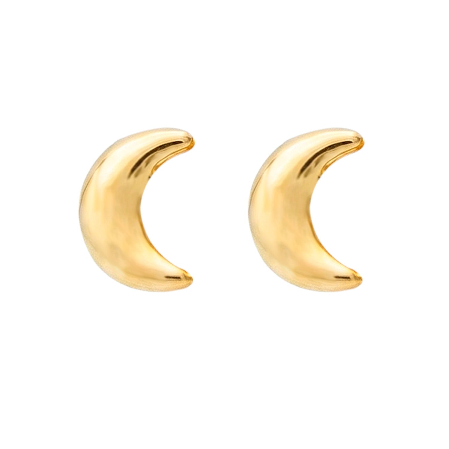 Broquel Arete Luna Lisa Mediana Oro 10k con Bolita