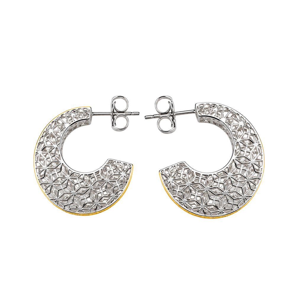 Arracada Filigrana Floral Colección Esencia Plata .925 con Baño de Oro 18K y Baño de Rodio
