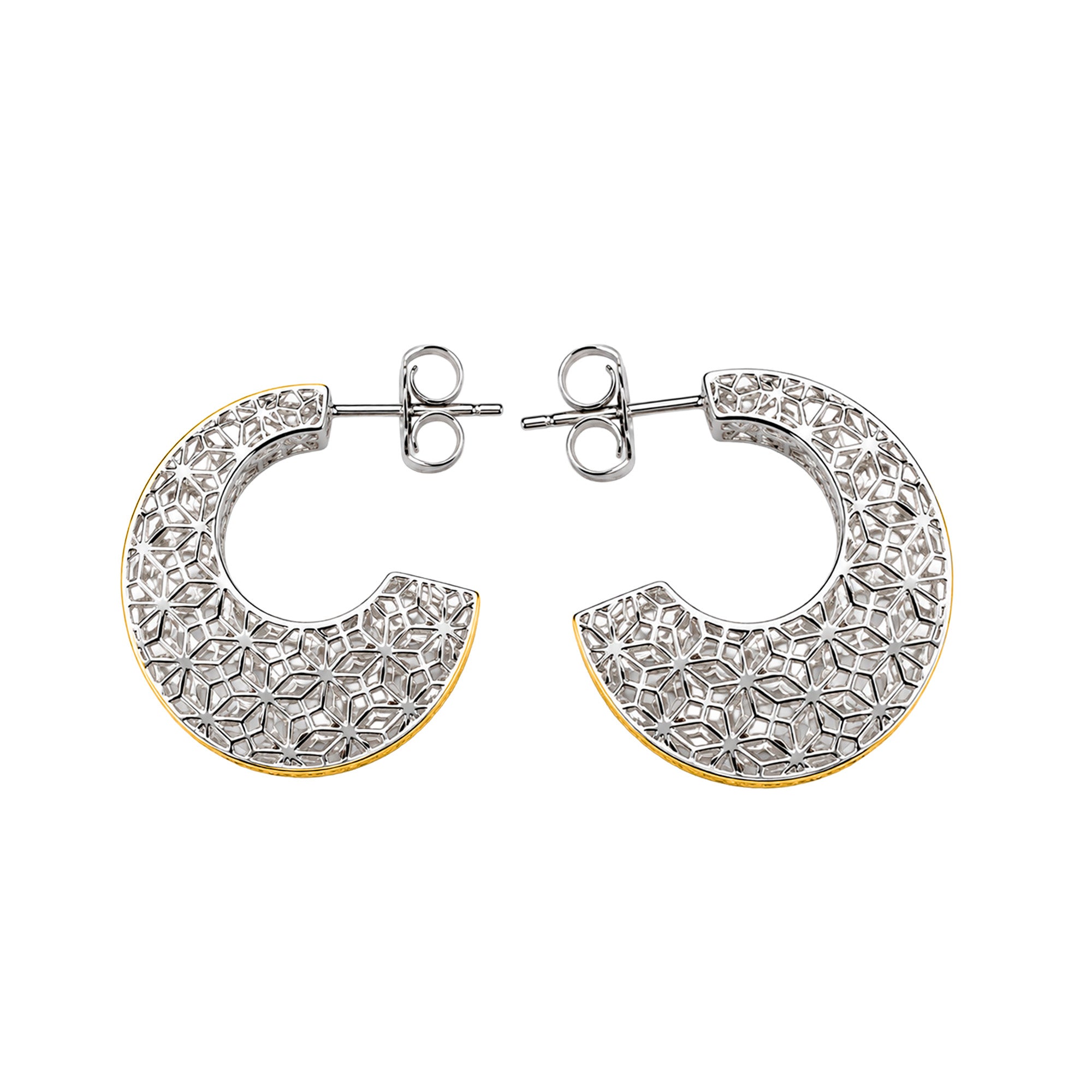 Arracada Filigrana Floral Colección Esencia Plata .925 con Baño de Oro 18K y Baño de Rodio