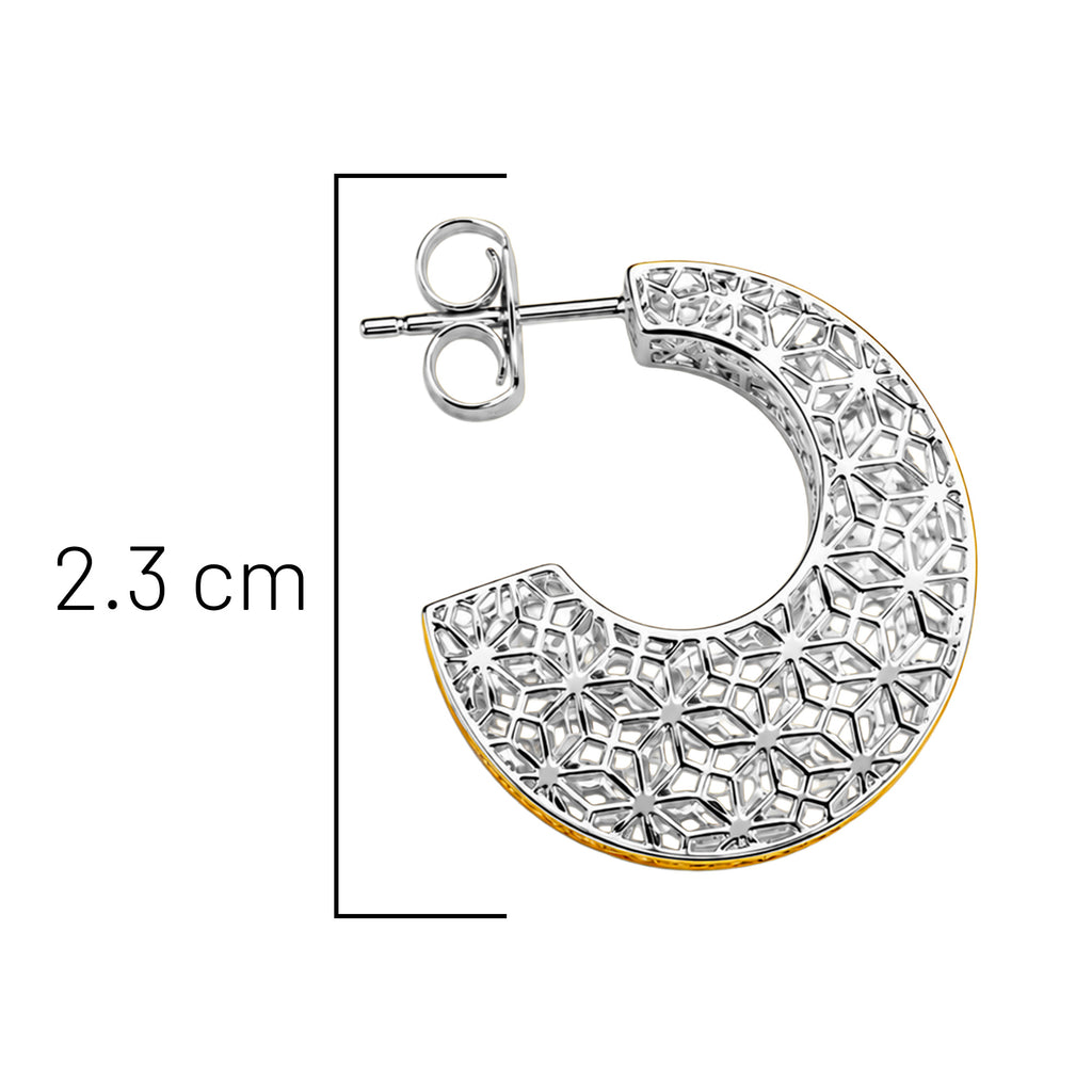 Arracada Filigrana Floral Colección Esencia Plata .925 con Baño de Oro 18K y Baño de Rodio