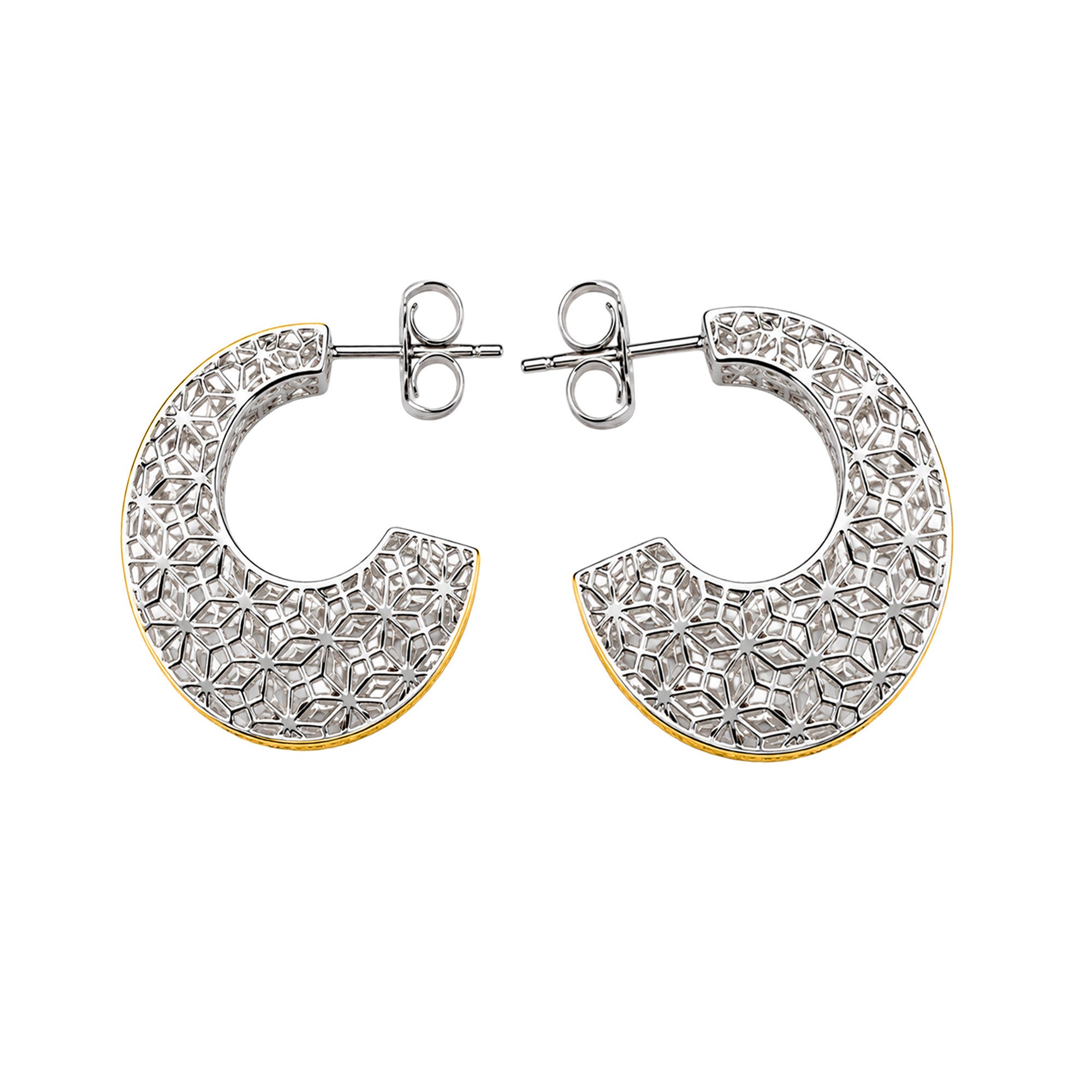 Arracada Filigrana Floral Colección Esencia Plata .925 con Baño de Oro 18K y Baño de Rodio