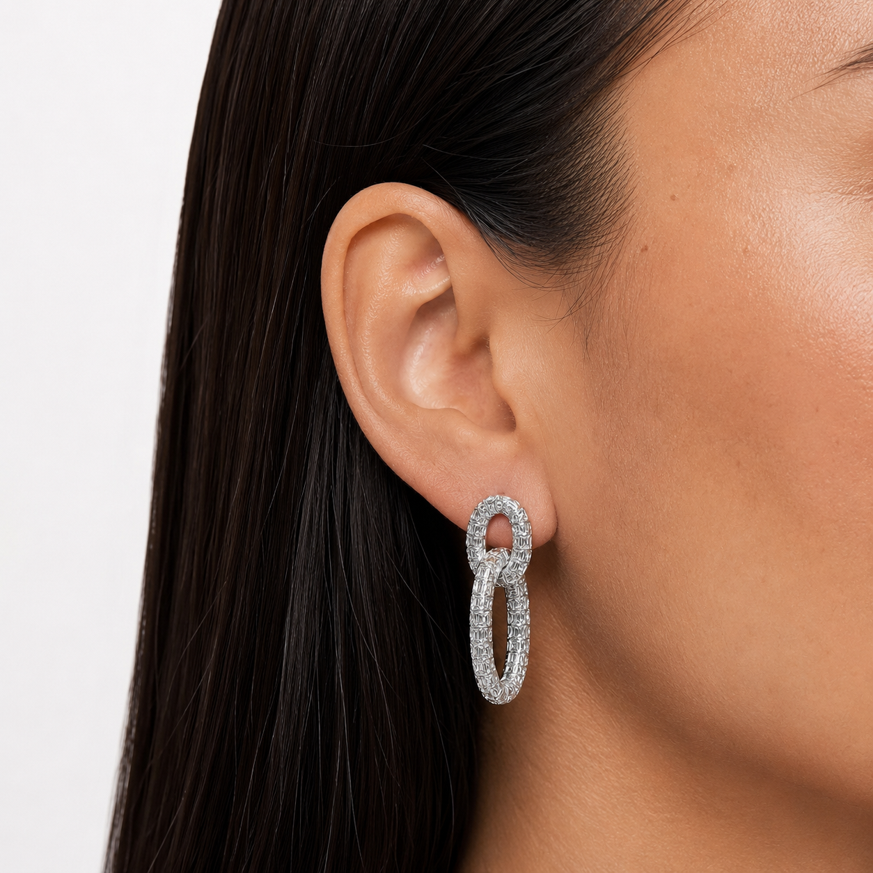 Arete Filigrana Eslabón Colección Esencia Plata .925 con Baño de Rodio