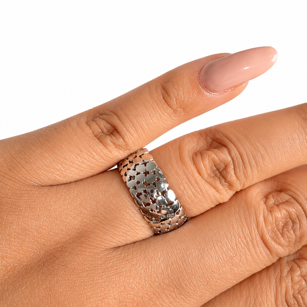 Anillo Filigrana Cruces Colección Esencia Plata .925 Baño de Rodio