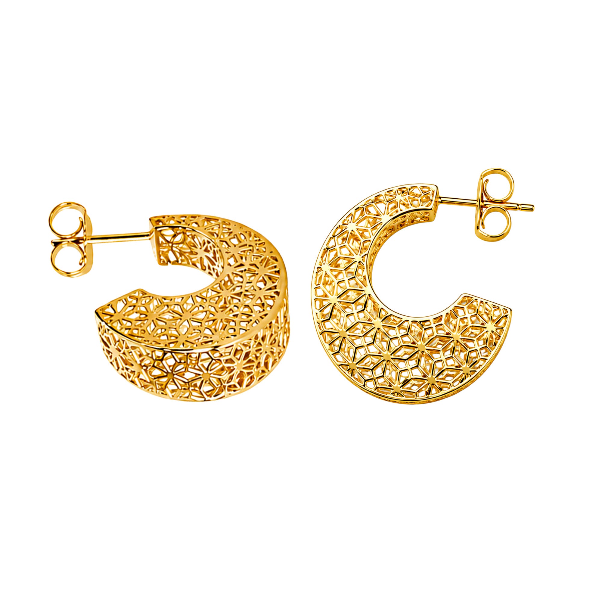 Arracada Filigrana Floral Colección Esencia Plata .925 con Baño de Oro 18K