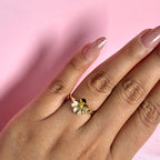 Anillo Flor Sakura Chica Colección Florecer Plata .925 con Baño de Oro 18k