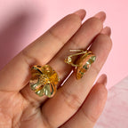Arete Flor Sakura Grande Colección Florecer Plata .925 con Baño de Oro 18k