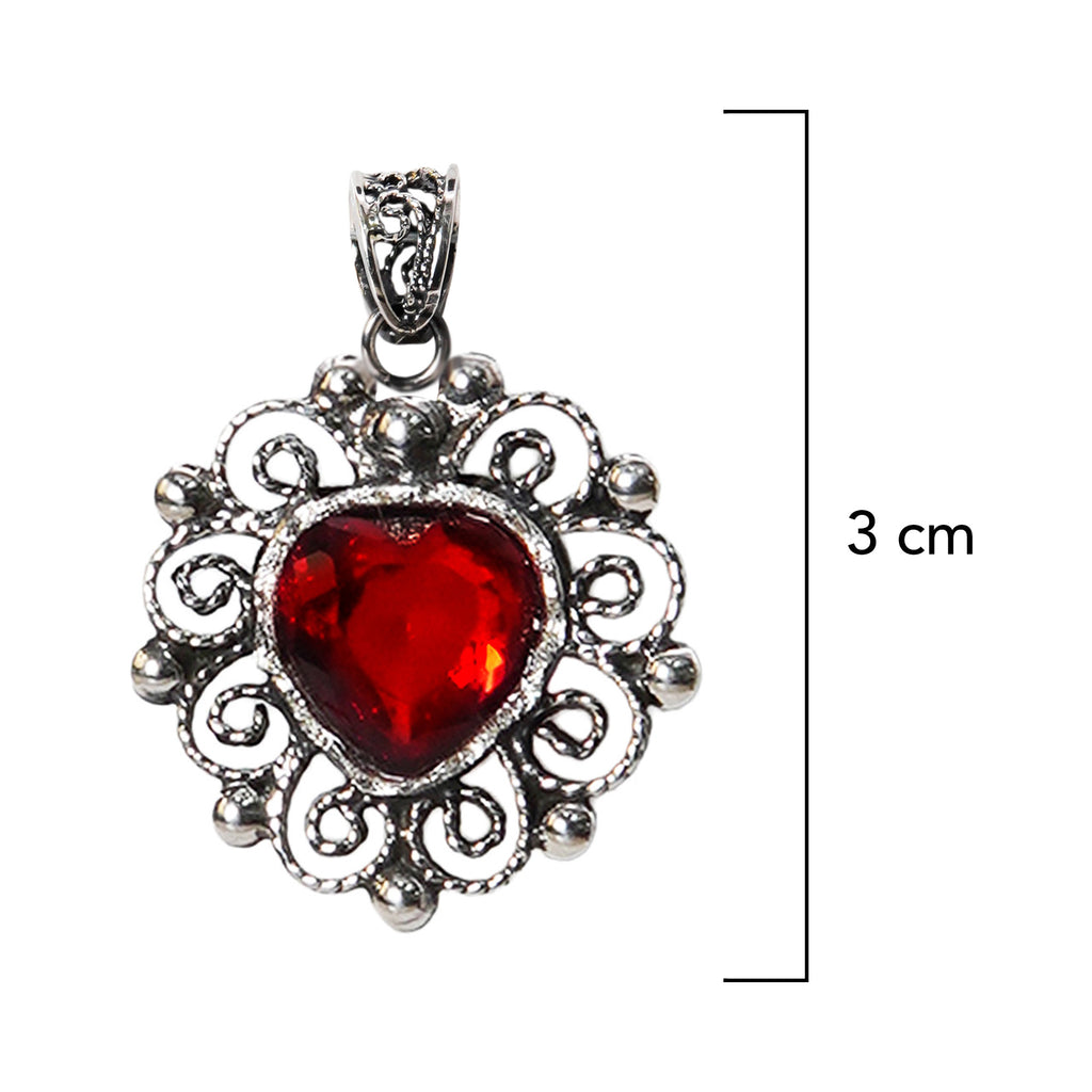 Dije Filigrana Corazón Chico 3 cm con Circonia Hecho a Mano Plata .925 Oxidada