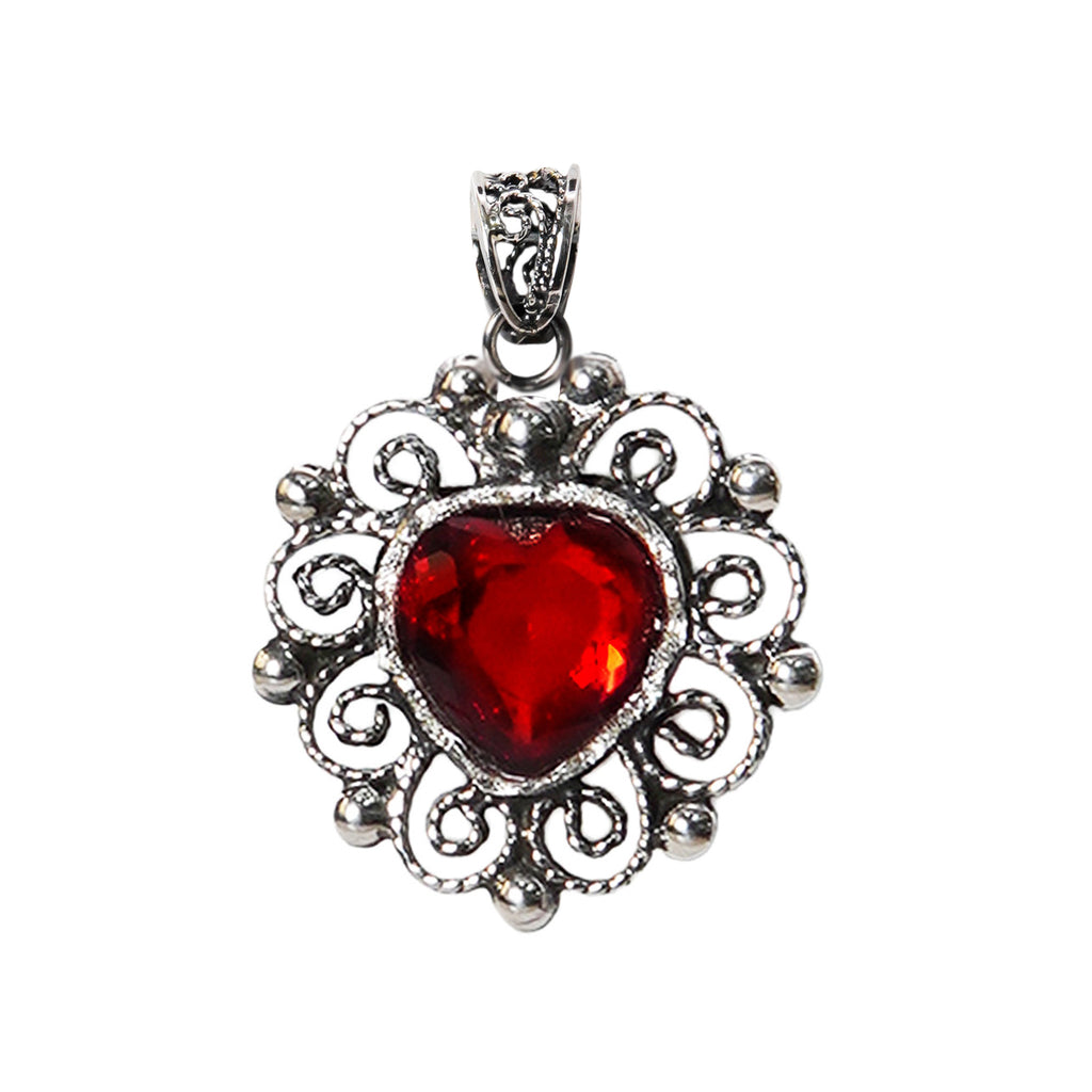 Dije Filigrana Corazón Chico 3 cm con Circonia Hecho a Mano Plata .925 Oxidada
