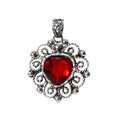 Dije Filigrana Corazón Chico 3 cm con Circonia Hecho a Mano Plata .925 Oxidada
