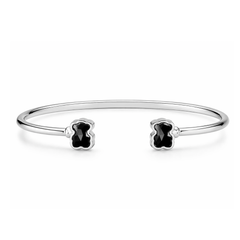 Brazalete Oso 1:1 Onix Facetado Plata .925 con Baño de Rodio