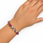 Pulsera Piedras Preciosas Jaguares Encontrados con Rubí y Extensión, Plata .925 con Baño de Rodio