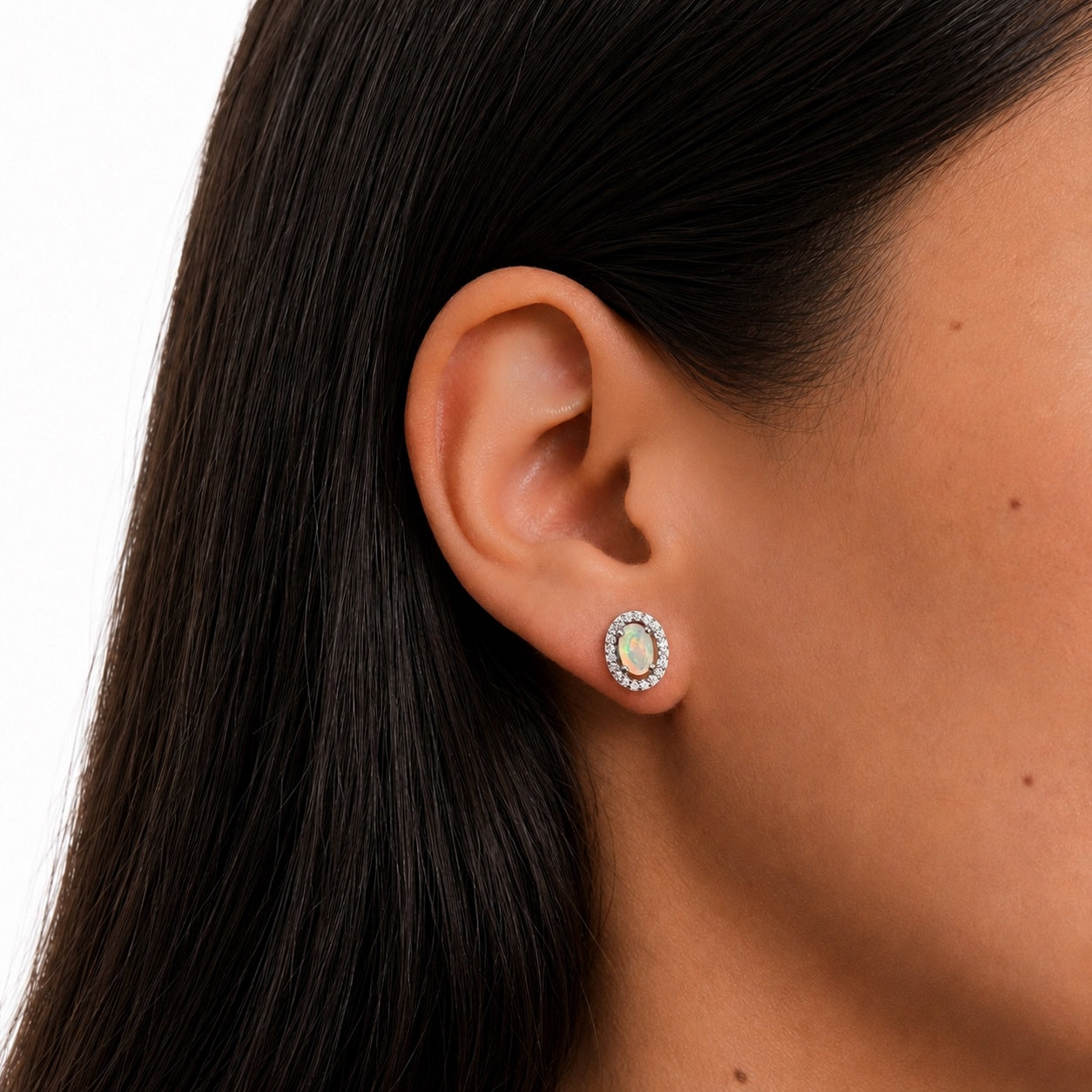 Juego Piedras Preciosas Ópalo de Etiopía Anillos, Aretes y Dije con Circonias, Plata .925 con Baño de Rodio
