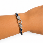 Pulsera Piedras Preciosas Jaguar con Zafiros y Circonias con Extensión, Plata .925 con Baño de Rodio