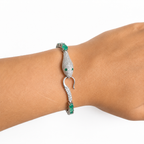 Pulsera Piedras Serpiente con Esmeraldas y Circonias, largo: 19cm Plata .925 con Baño de Rodio
