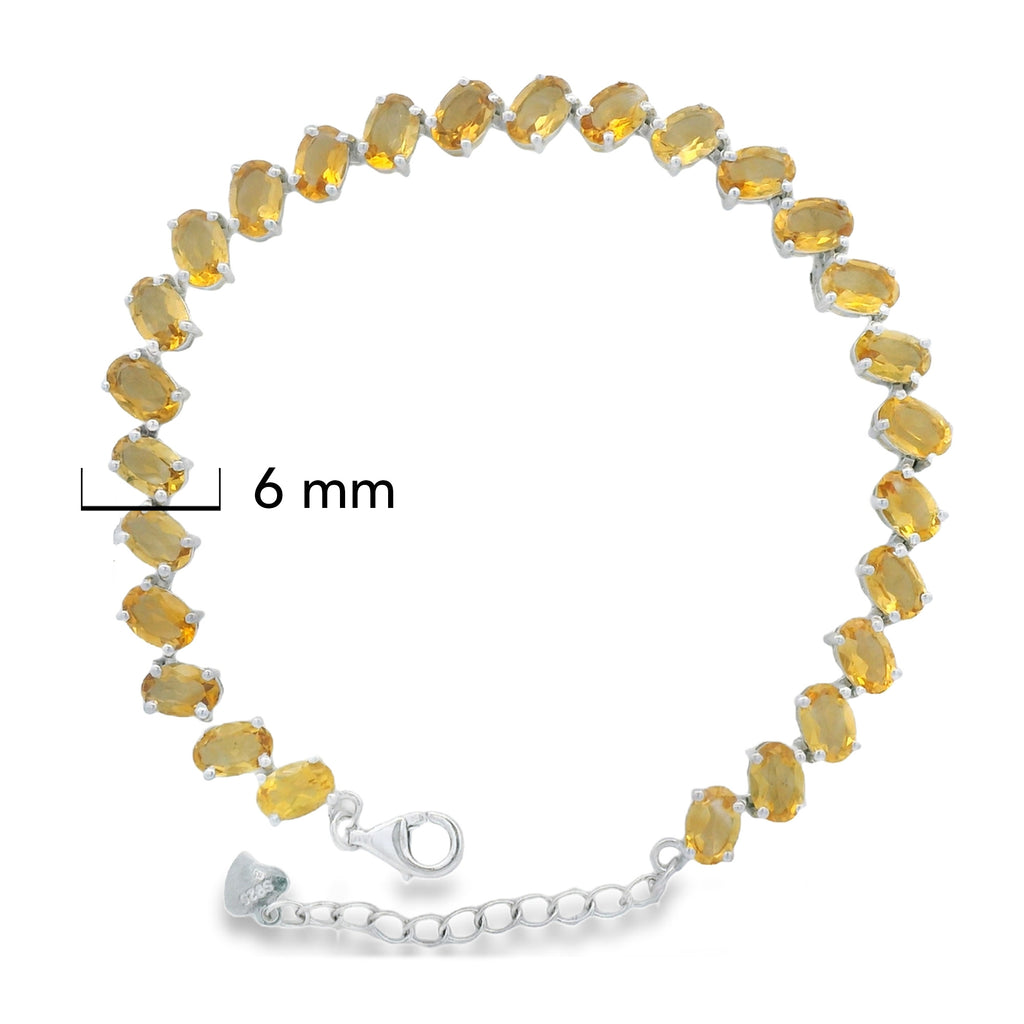 Pulsera Piedras Preciosas Citrino con Baño de Rodio Plata .925