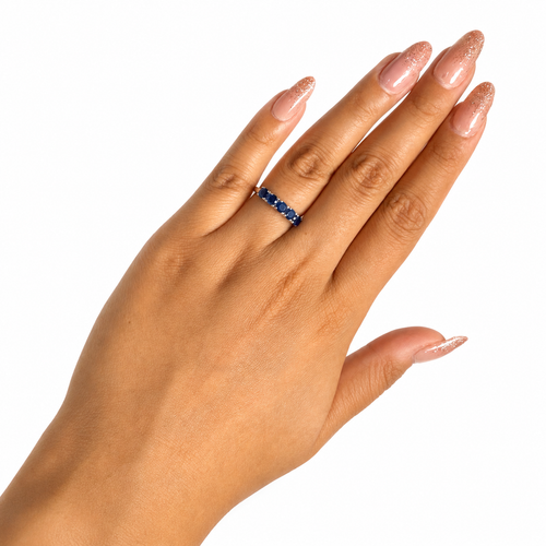 Anillo Churumbela Piedras Preciosas Zafiros, Plata .925 con Baño de Rodio