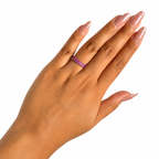 Anillo Piedras Preciosas 6 Rubí Circulares, Plata .925 con Baño de Rodio