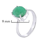 Anillo Piedra Preciosa Esmeralda Grande, Plata .925 con Baño de Rodio