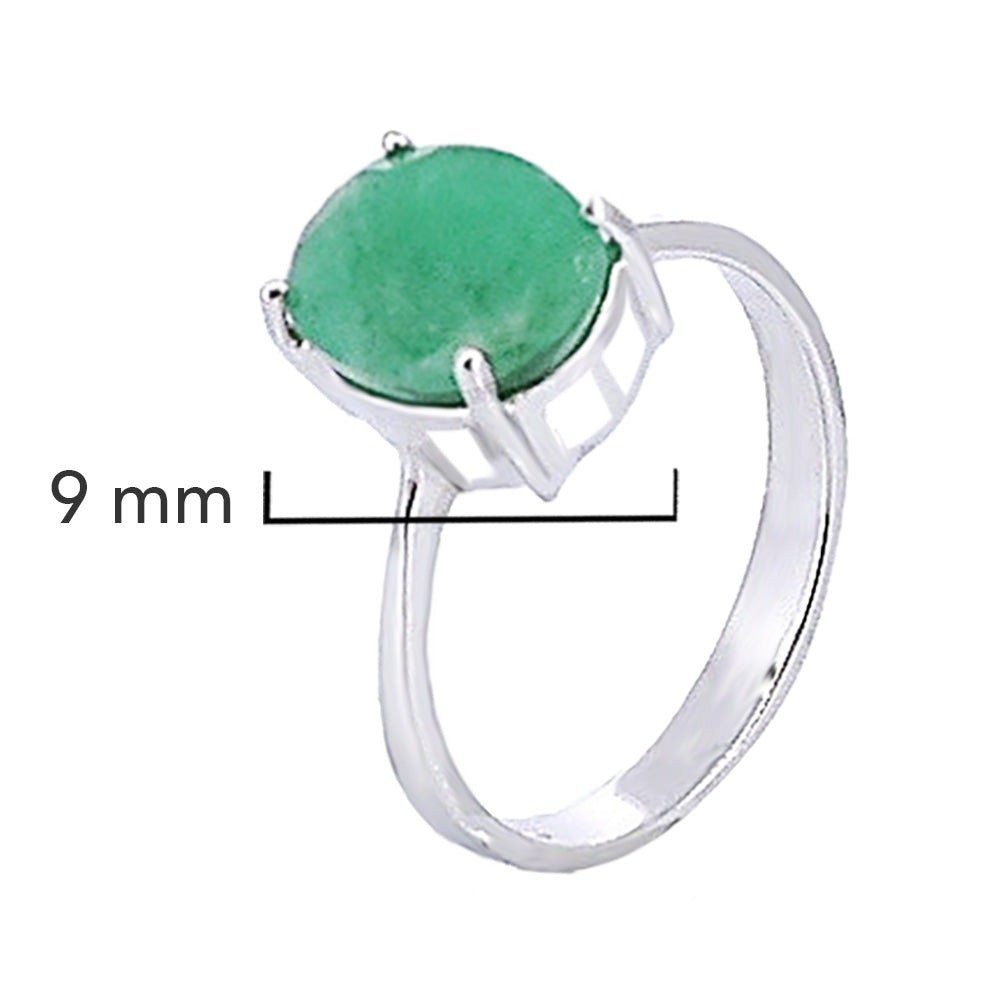 Anillo Piedra Preciosa Esmeralda Grande, Plata .925 con Baño de Rodio