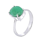 Anillo Piedra Preciosa Esmeralda Grande, Plata .925 con Baño de Rodio
