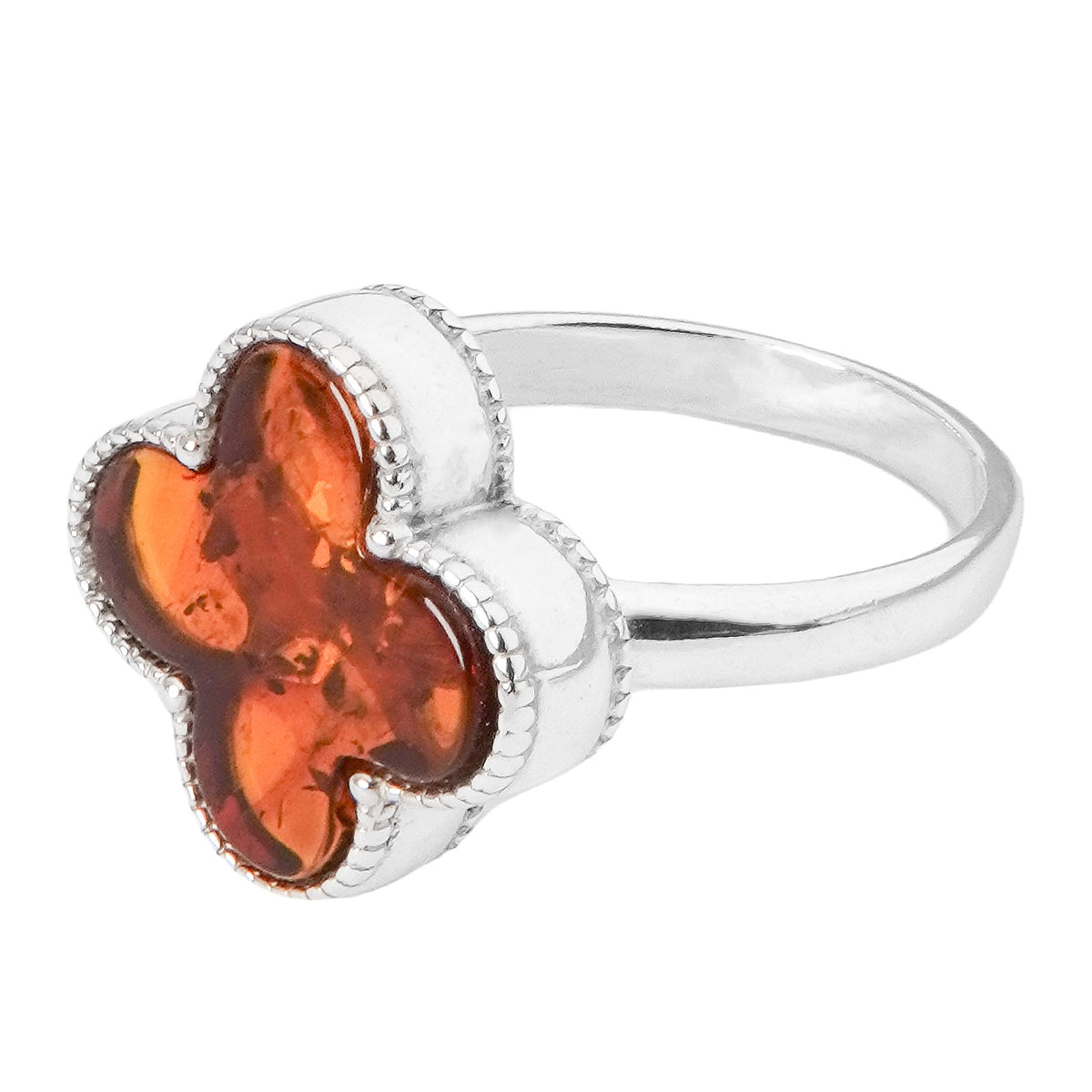 Anillo Van Flor Ambar Polaco Plata .925