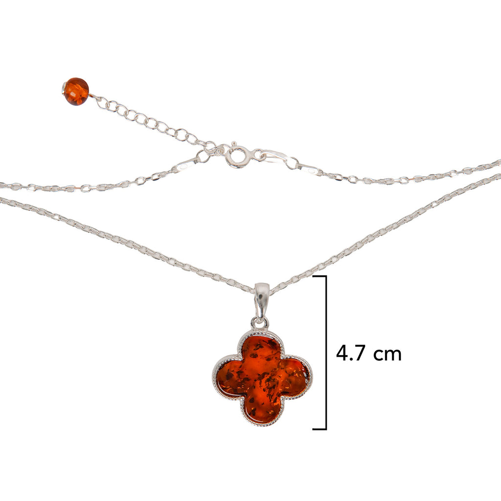 Collar Van Flor Ambar Polaco Plata .925. Cadena 50cm más 5 cm de extensión