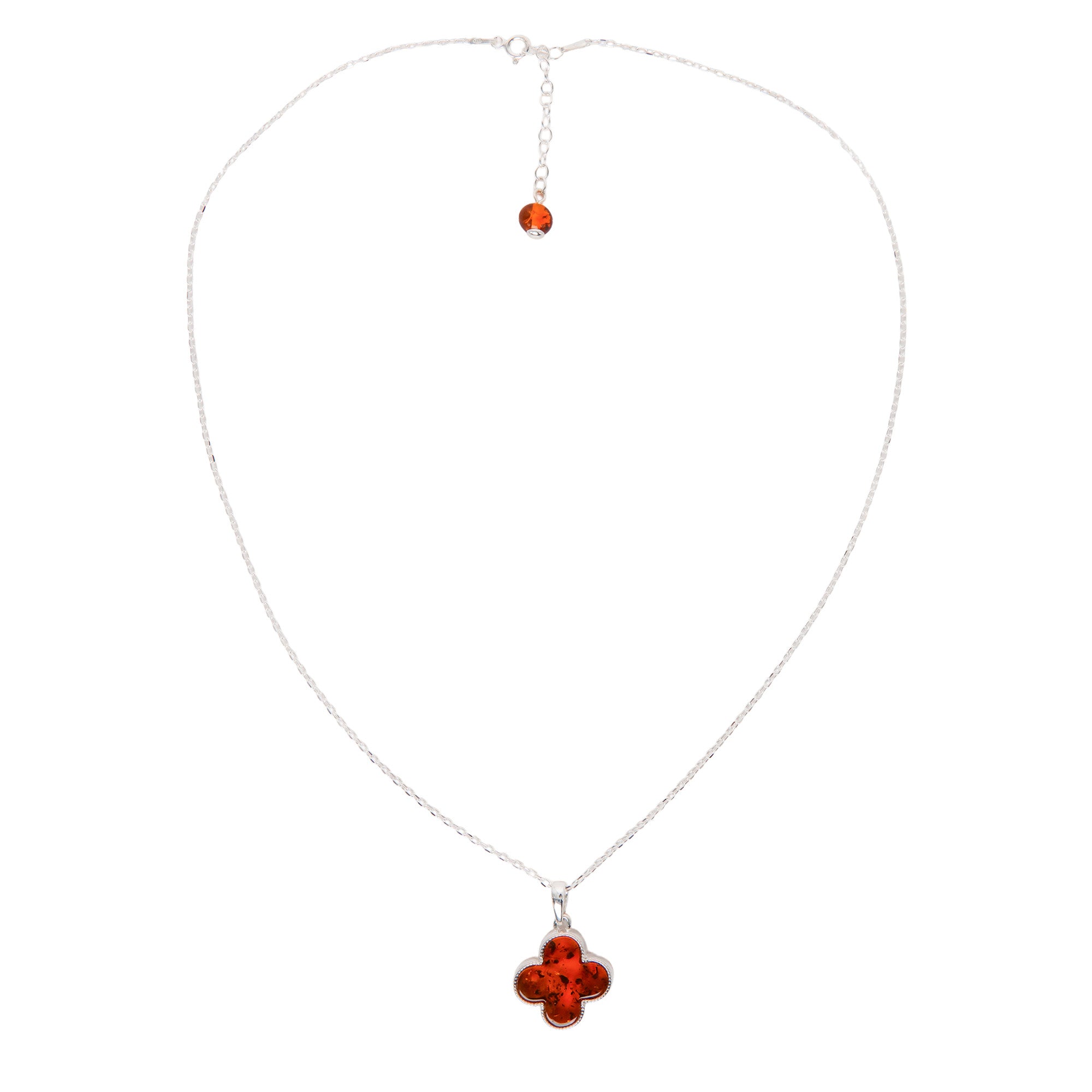 Collar Van Flor Ambar Polaco Plata .925. Cadena 50cm más 5 cm de extensión