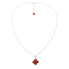 Collar Van Flor Ambar Polaco Plata .925. Cadena 50cm más 5 cm de extensión