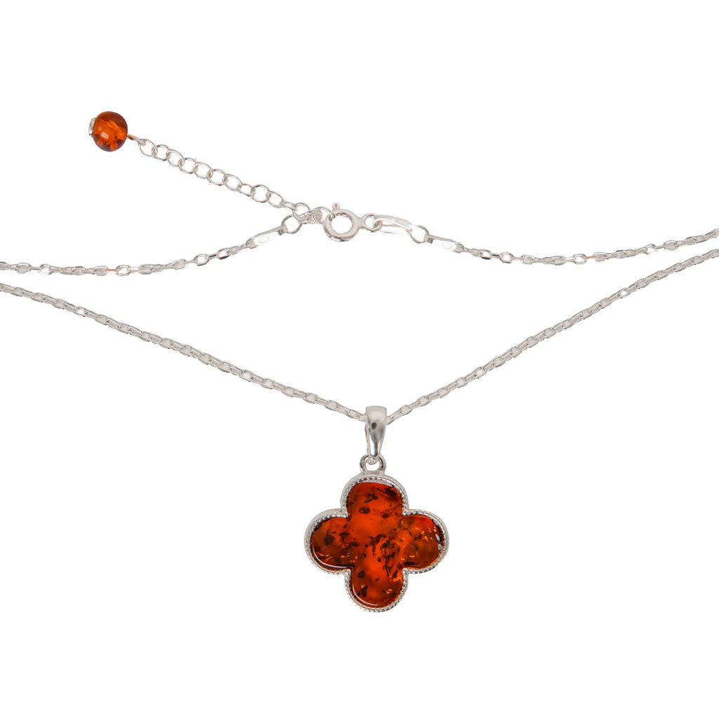 Collar Van Flor Ambar Polaco Plata .925. Cadena 50cm más 5 cm de extensión