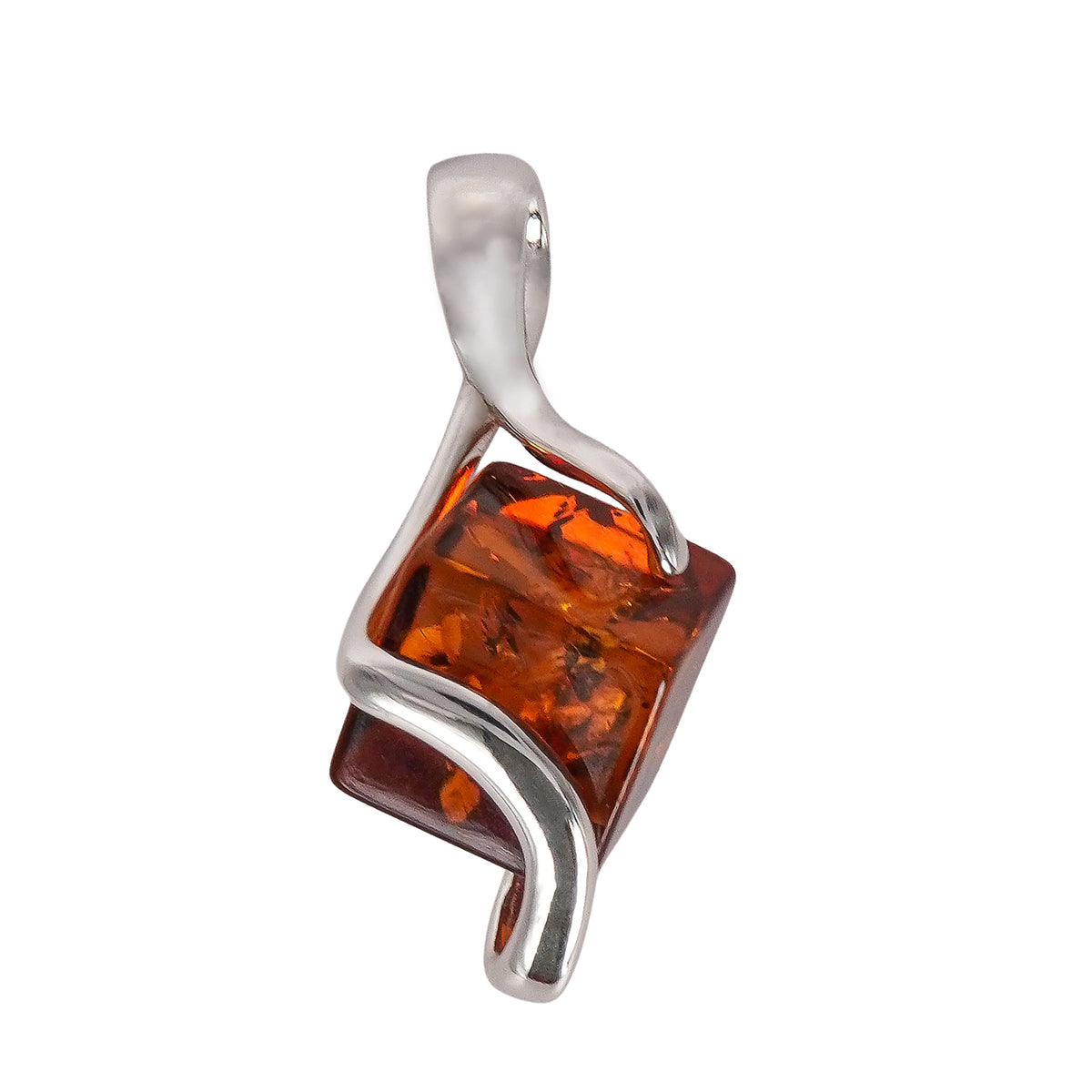 Dije Cubo 3 cm Ambar Polaco Plata .925