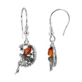 Aretes Hada en la Luna 3.6 cm Ambar Polaco Naranja y Verde Plata .925