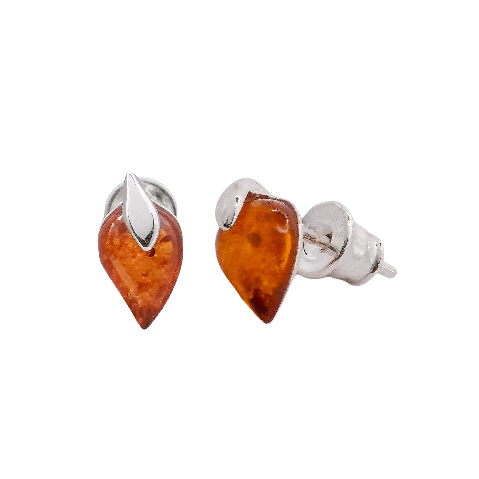 Arete Hojita 1 cm Ambar Polaco Plata .925