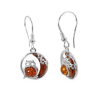 Arete Buho en la Luna 3 cm Ambar Polaco Plata .925