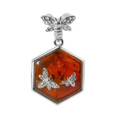 Dije Abejita Doble 3 cm Ambar Polaco Plata .925