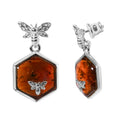 Aretes Abejitas Doble 2.5 cm Ambar Polaco Plata .925