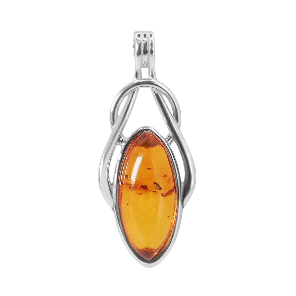 Dije Ámbar Polaco Naranja en Forma de Nudo Plata .925